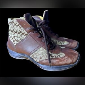 Y2K Coach McKenna High Top Sneakers Men’s 11.5 Brown Signature Canvas 2007